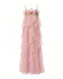 Orchid Embroidered Organza Maxi Dress - Blush Pink