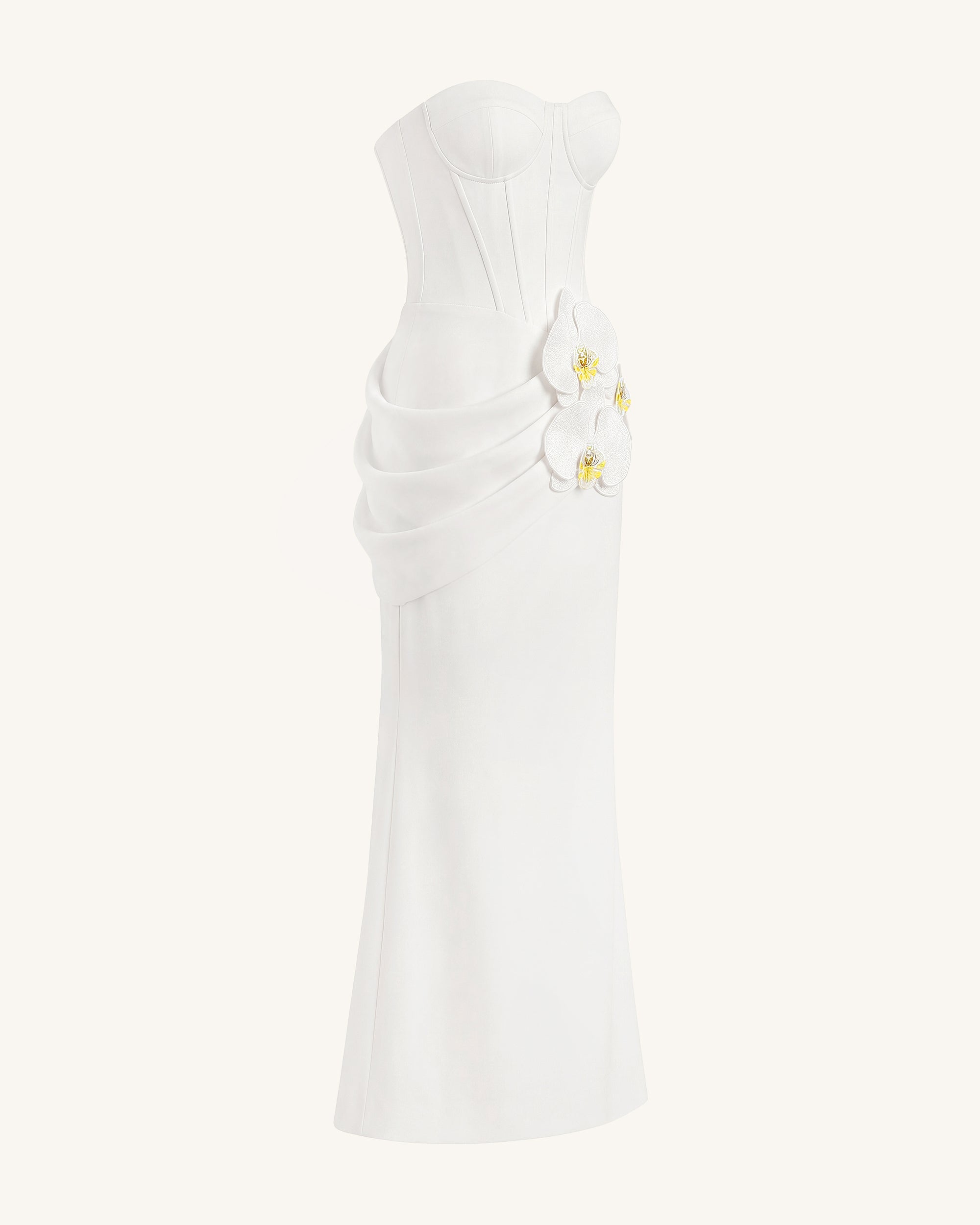 Orchid Embellished Corset Maxi Dress - White
