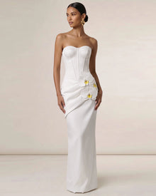 Orchid Embellished Corset Maxi Dress - White