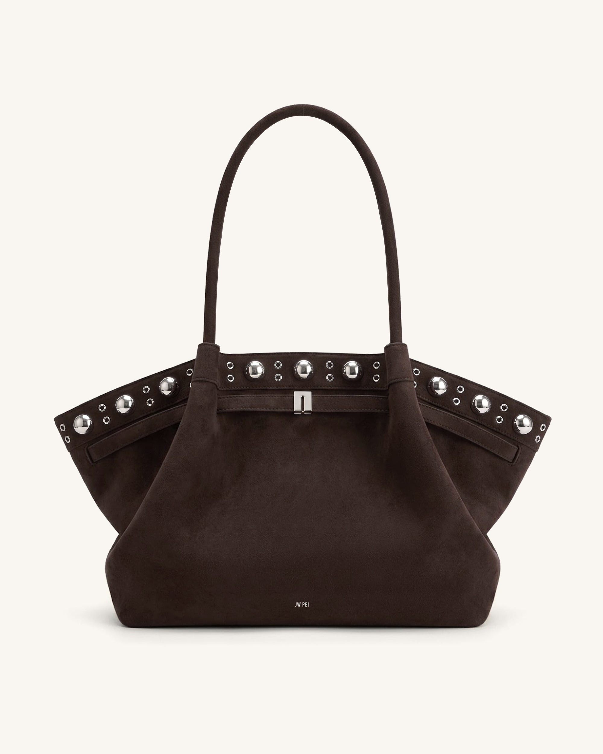Hana Large Faux Suede Tote Bag - Deep Brown