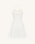 Lily-Embroidered Halter Mini Dress - White