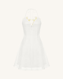 Lily-Embroidered Halter Mini Dress - White