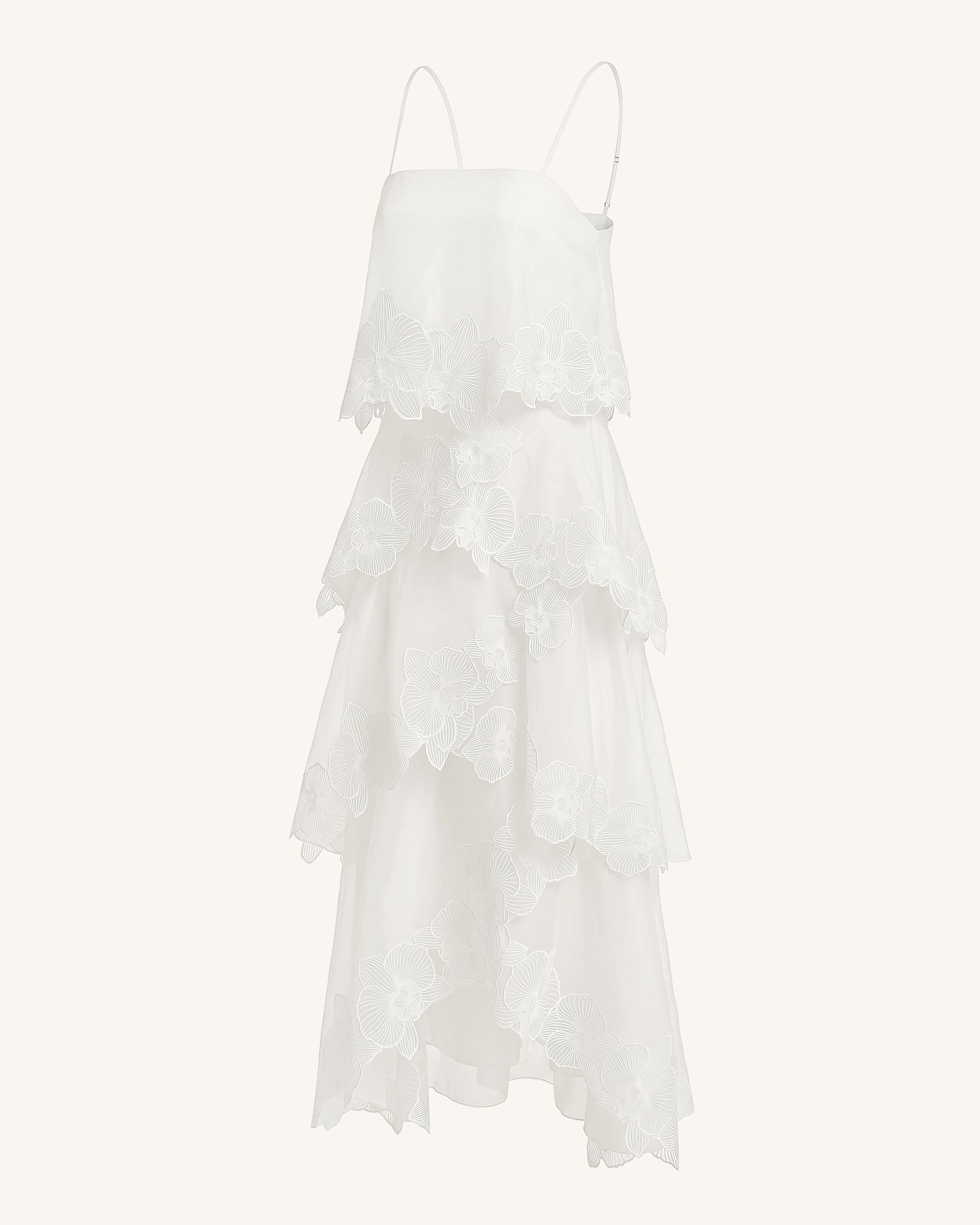 Orchid Embroidered Layered Maxi Dress - White