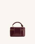 Cleo Box Shape Top Handle Bag - Claret Croc