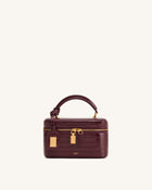 Cleo Box Shape Top Handle Bag - Claret Croc