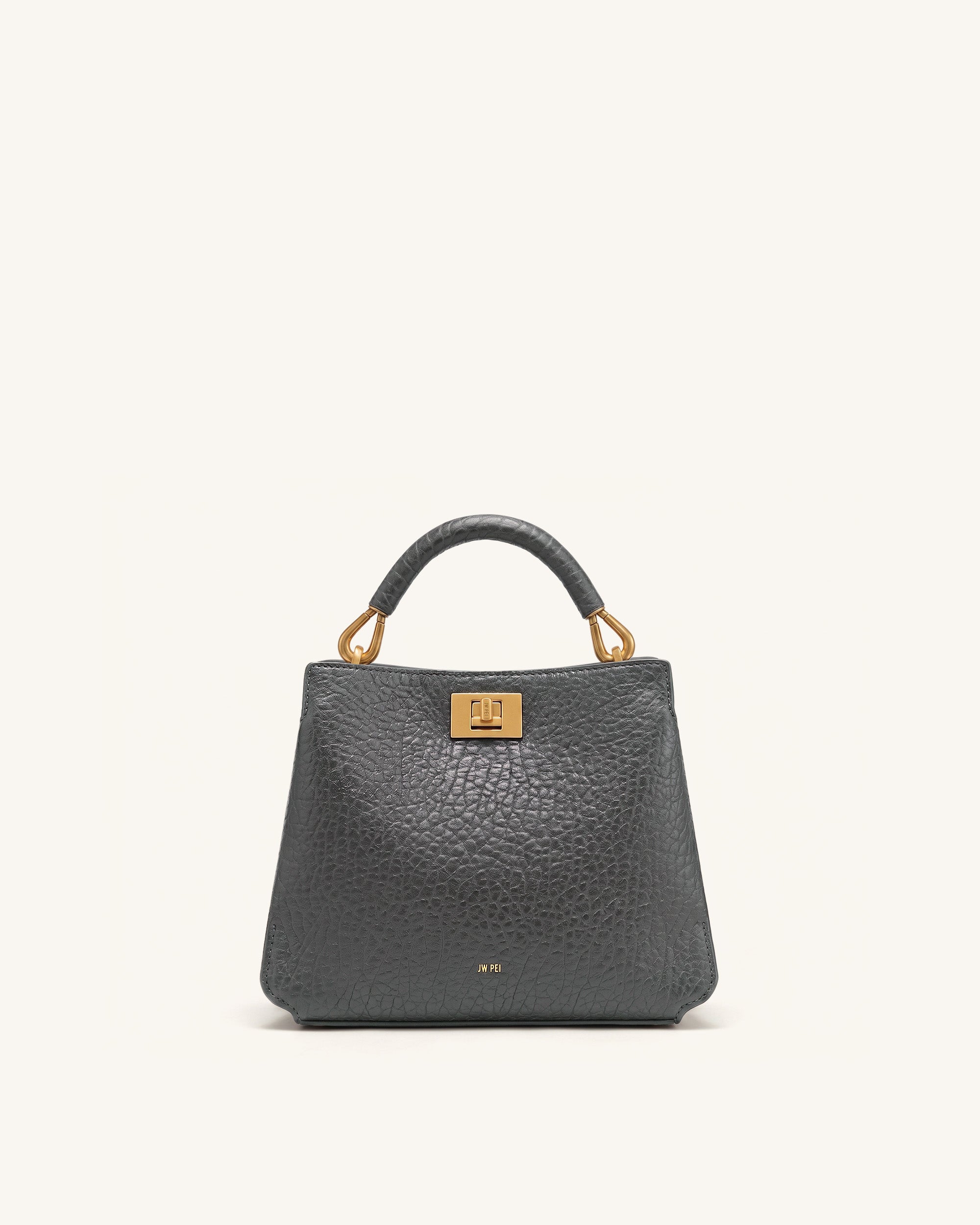 Lucia Elephant-Effect Top Handle Bag - Slate Gray