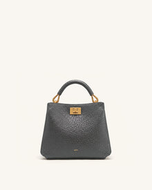 Lucia Elephant-Effect Top Handle Bag - Slate Gray