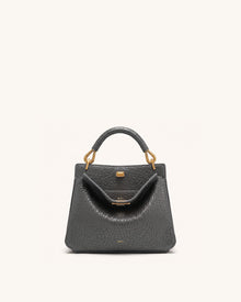 Lucia Elephant-Effect Top Handle Bag - Slate Gray