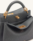 Lucia Elephant-Effect Top Handle Bag - Slate Gray