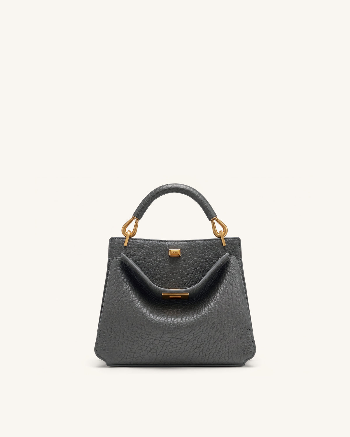 Lucia Elephant-Effect Top Handle Bag - Slate Gray