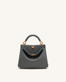 Lucia Elephant-Effect Top Handle Bag - Slate Gray