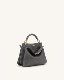 Lucia Elephant-Effect Top Handle Bag - Slate Gray