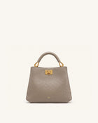 Lucia Elephant-Effect Top Handle Bag - Stone Gray