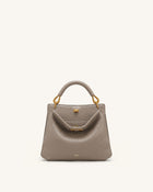 Lucia Elephant-Effect Top Handle Bag - Stone Gray