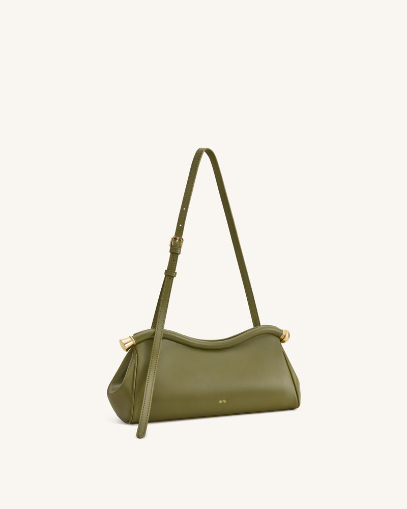 Naomi Curved Shoulder Bag - Olive Green