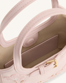 Brooke Mini Belted Embellished Orchid Beaded Top Handle Bag - Pink