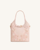 Brooke Mini Belted Embellished Orchid Beaded Top Handle Bag - Pink