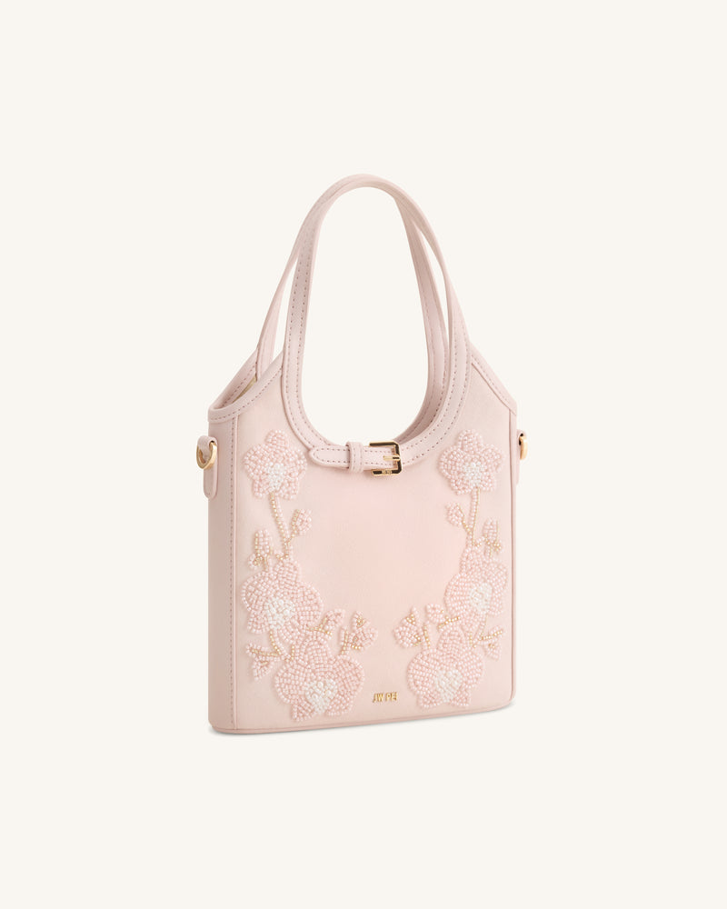 Brooke Mini Belted Embellished Orchid Beaded Top Handle Bag - Pink