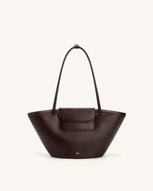 Corinne Pocket Tote Bag - Dark Brown