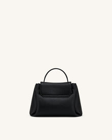 Rhea Small Pebbled Double Buckle Shoulder Bag - Black