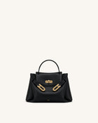 Rhea Small Pebbled Double Buckle Shoulder Bag - Black