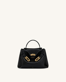 Rhea Small Pebbled Double Buckle Shoulder Bag - Black