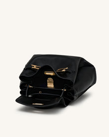 Rhea Small Pebbled Double Buckle Shoulder Bag - Black
