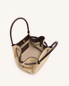 Hana Medium Faux Straw Tote Bag - Brown