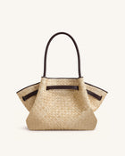 Hana Medium Faux Straw Tote Bag - Brown