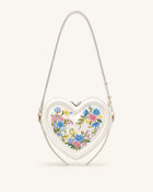 Arlene Embroidered Heart Shape Crossbody Bag - Ivory White