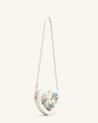 Arlene Embroidered Heart Shape Crossbody Bag - Ivory White