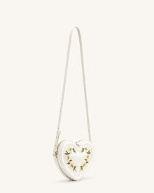 Arlene Embroidered Heart Shape Crossbody Bag - Milky White