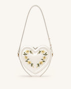 Arlene Embroidered Heart Shape Crossbody Bag - Milky White