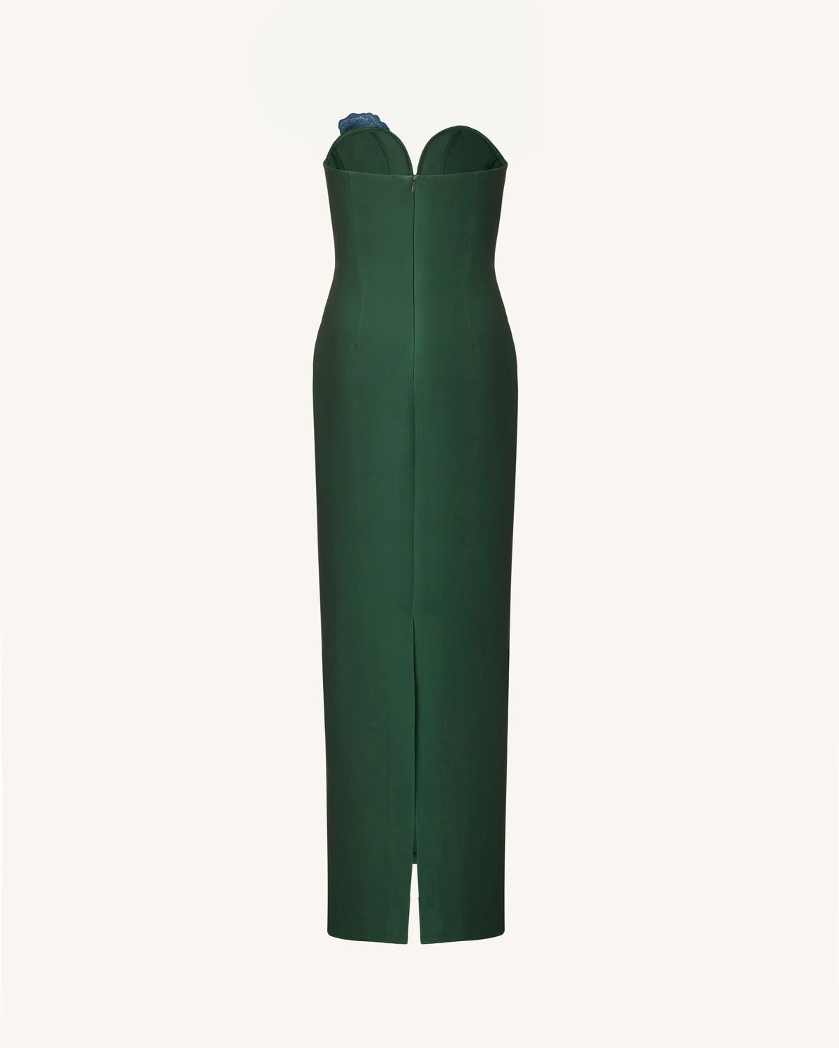 Iris Embroidered Notch Neck Strapless Maxi Dress - Emerald Green