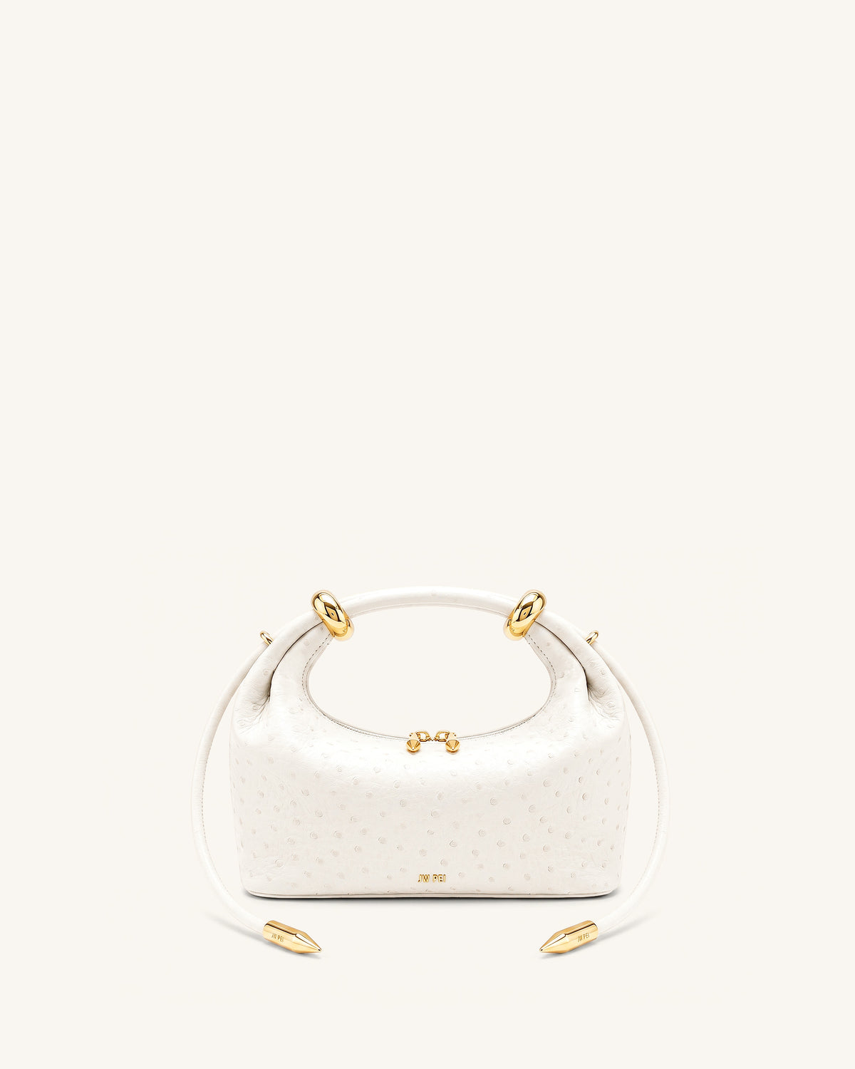 Ellie Metal Ring Embellished Top Handle Bag - Off White