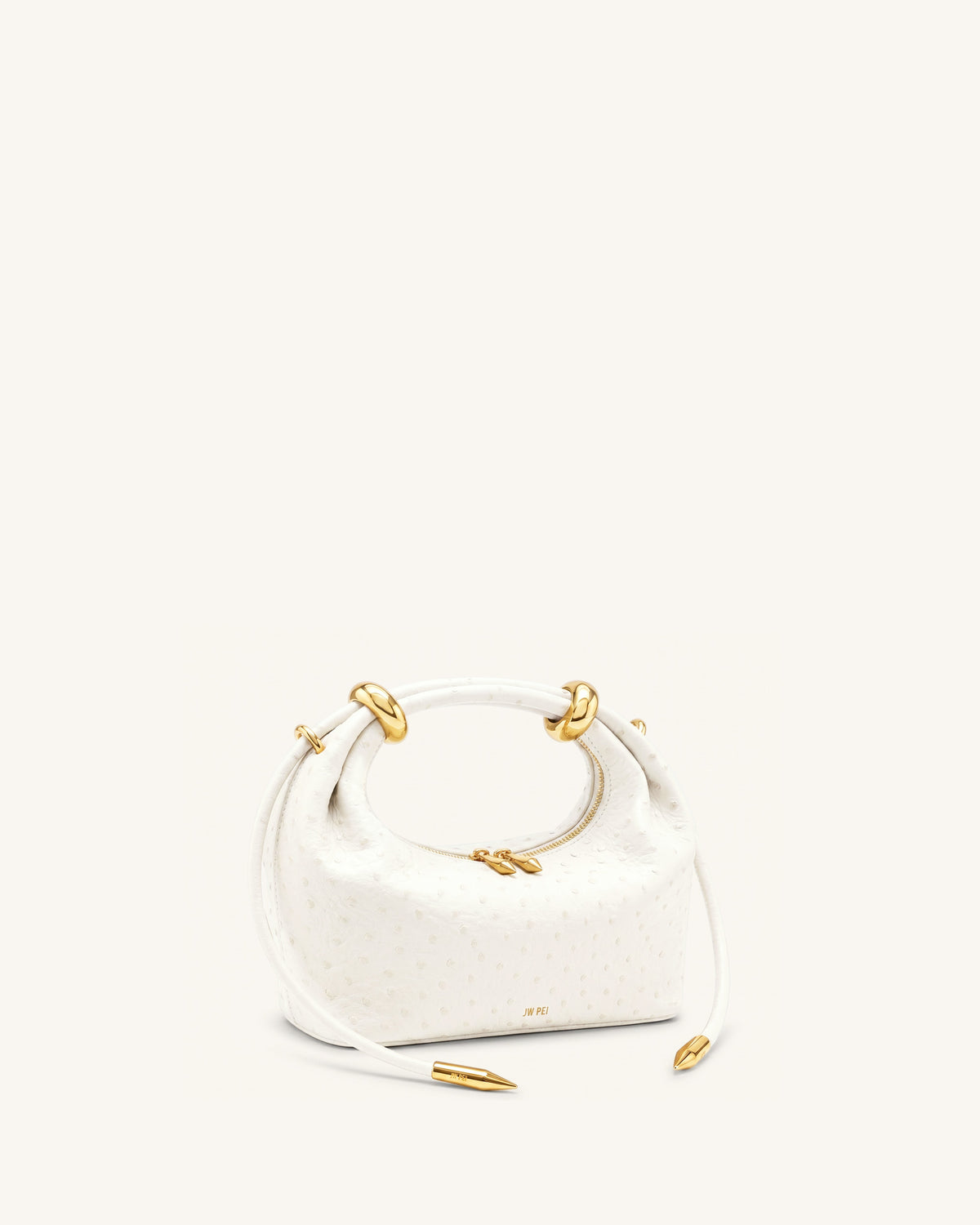 Ellie Metal Ring Embellished Top Handle Bag - Off White