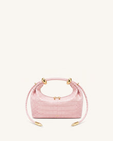 Ellie Metal Ring Embellished Top Handle Bag - Sakura Pink Croc
