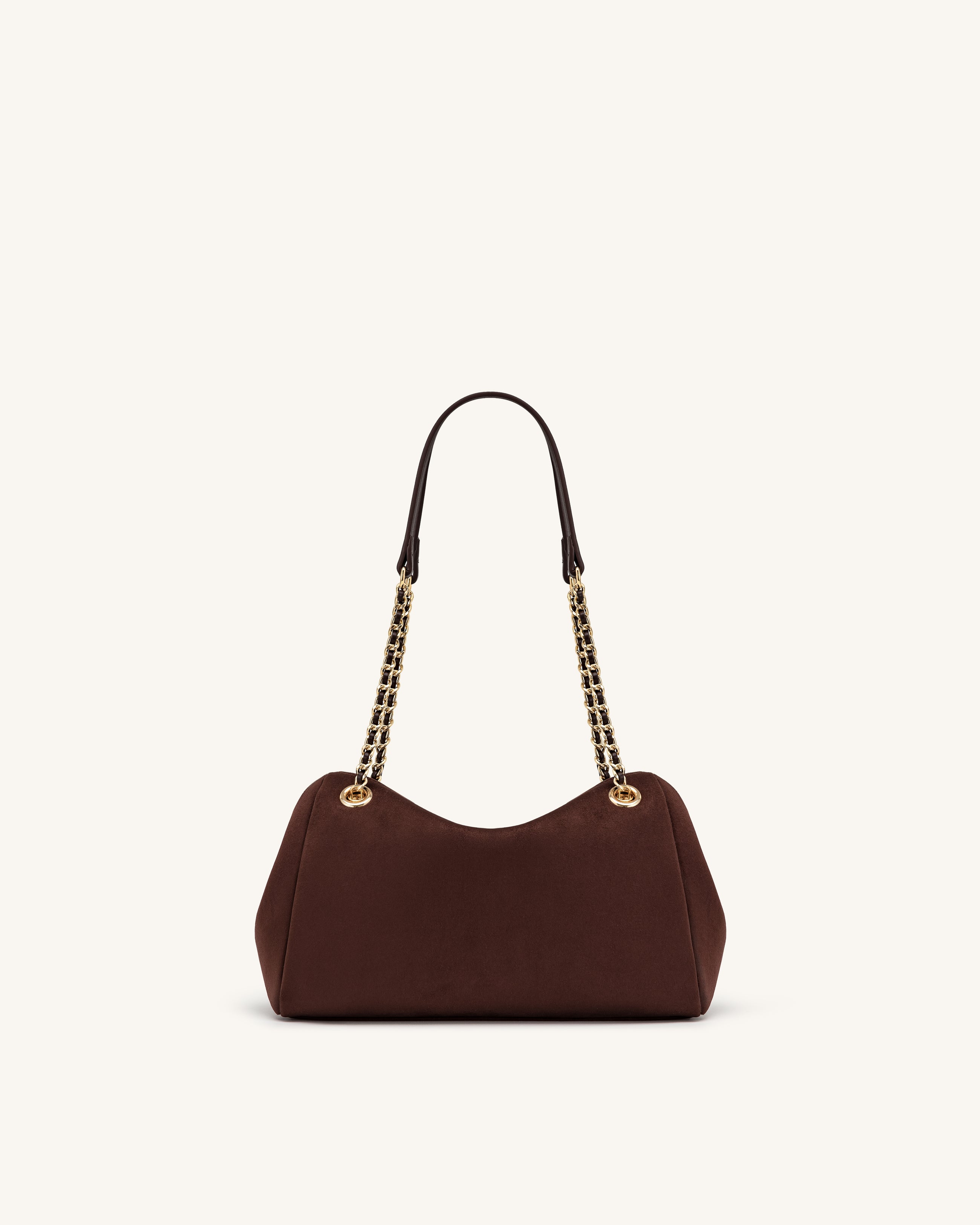 Mireya Faux Suede Chain Shoulder Bag - Dark Brown