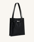 Noelle Belted Tote Bag - Black