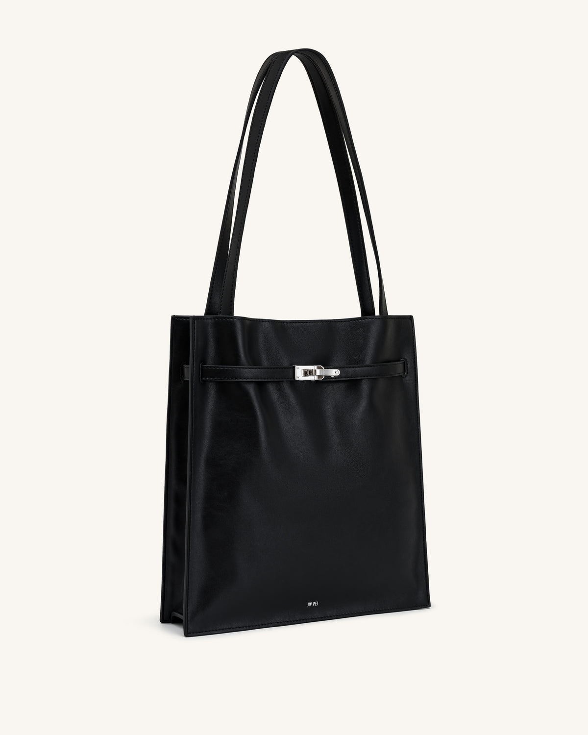 Noelle Belted Tote Bag - Black