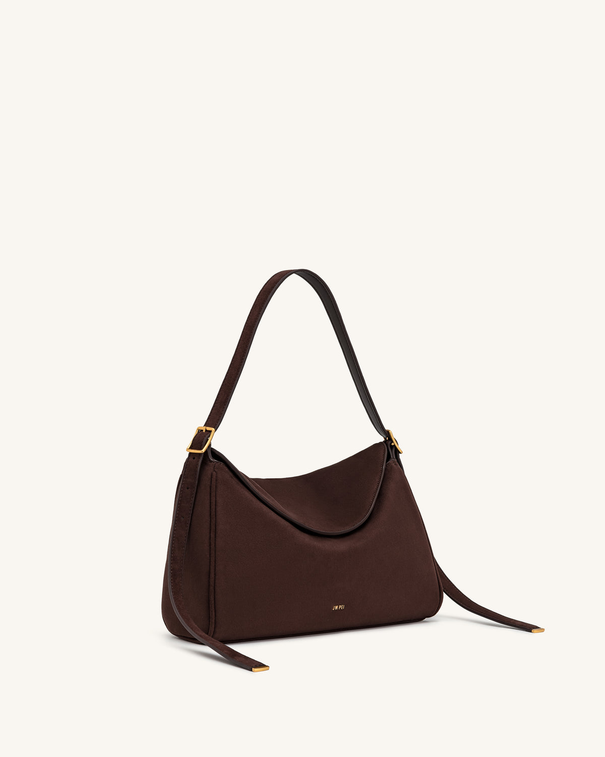 Elowen Faux Suede Flap Shoulder Bag - Dark Brown