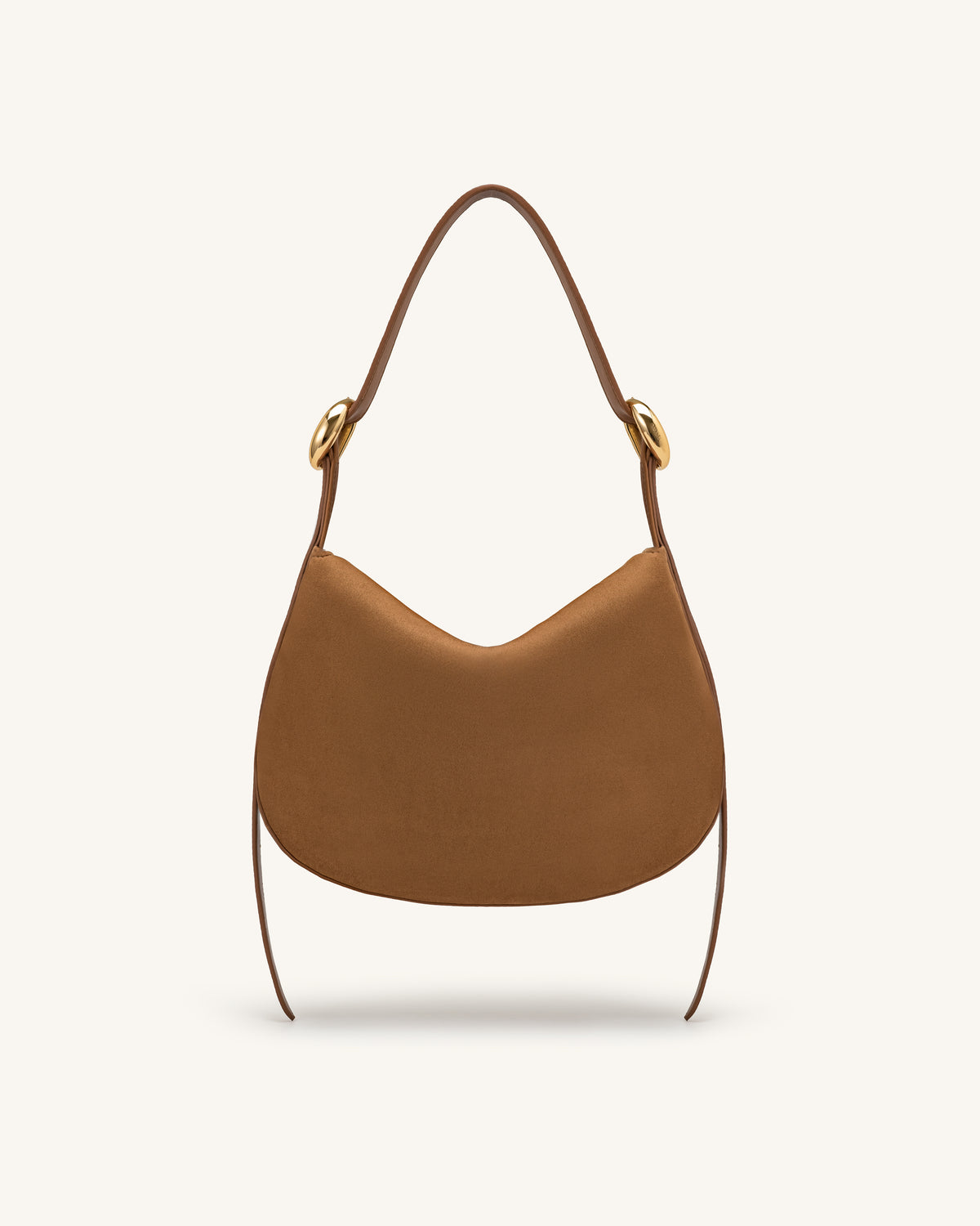 Avery Faux Suede Draped Hobo Bag - Camel