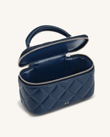 Vivienne Quilted Vanity Top Handle Bag - Navy