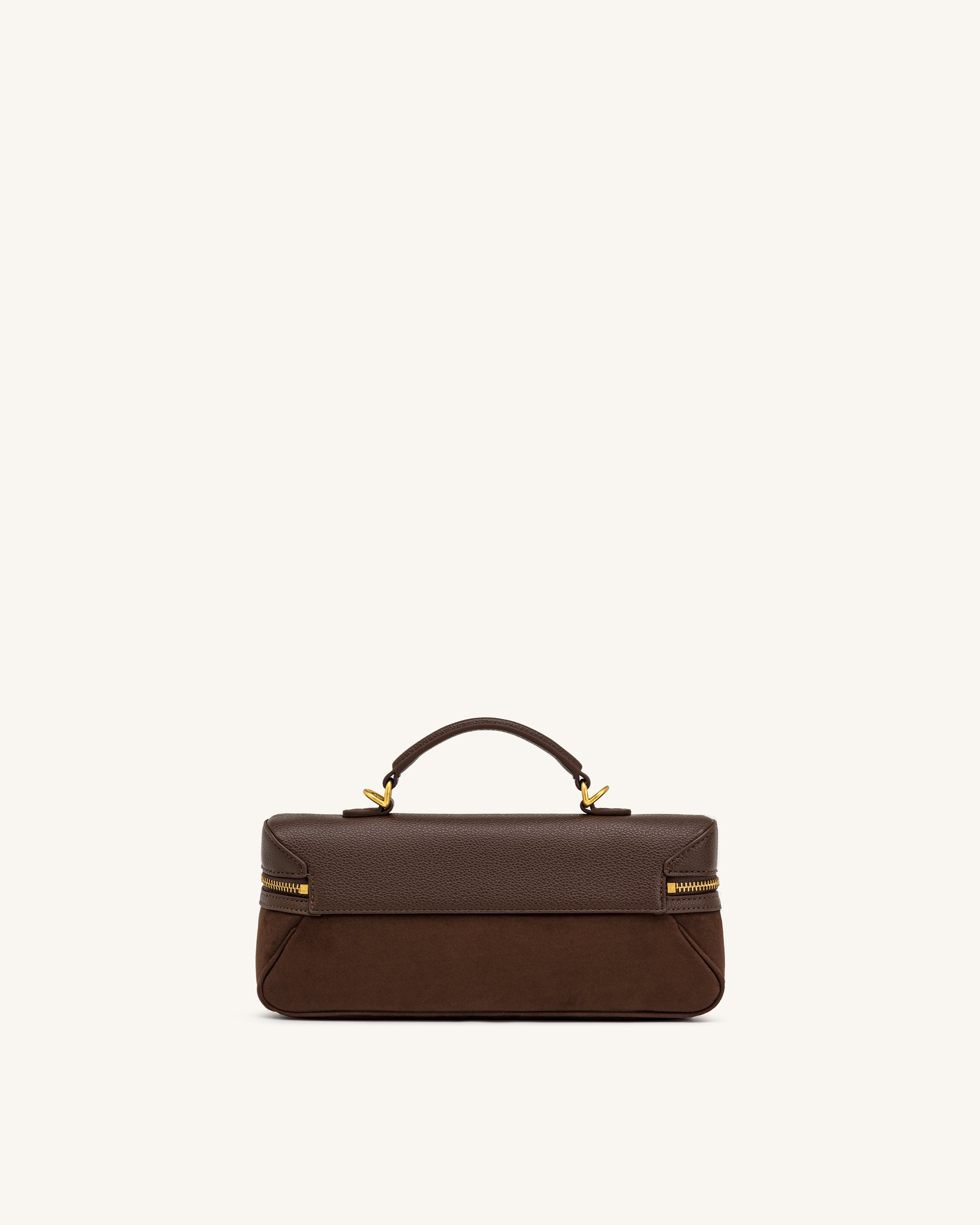 Cleo Faux Suede Vanity Bag - Dark Brown
