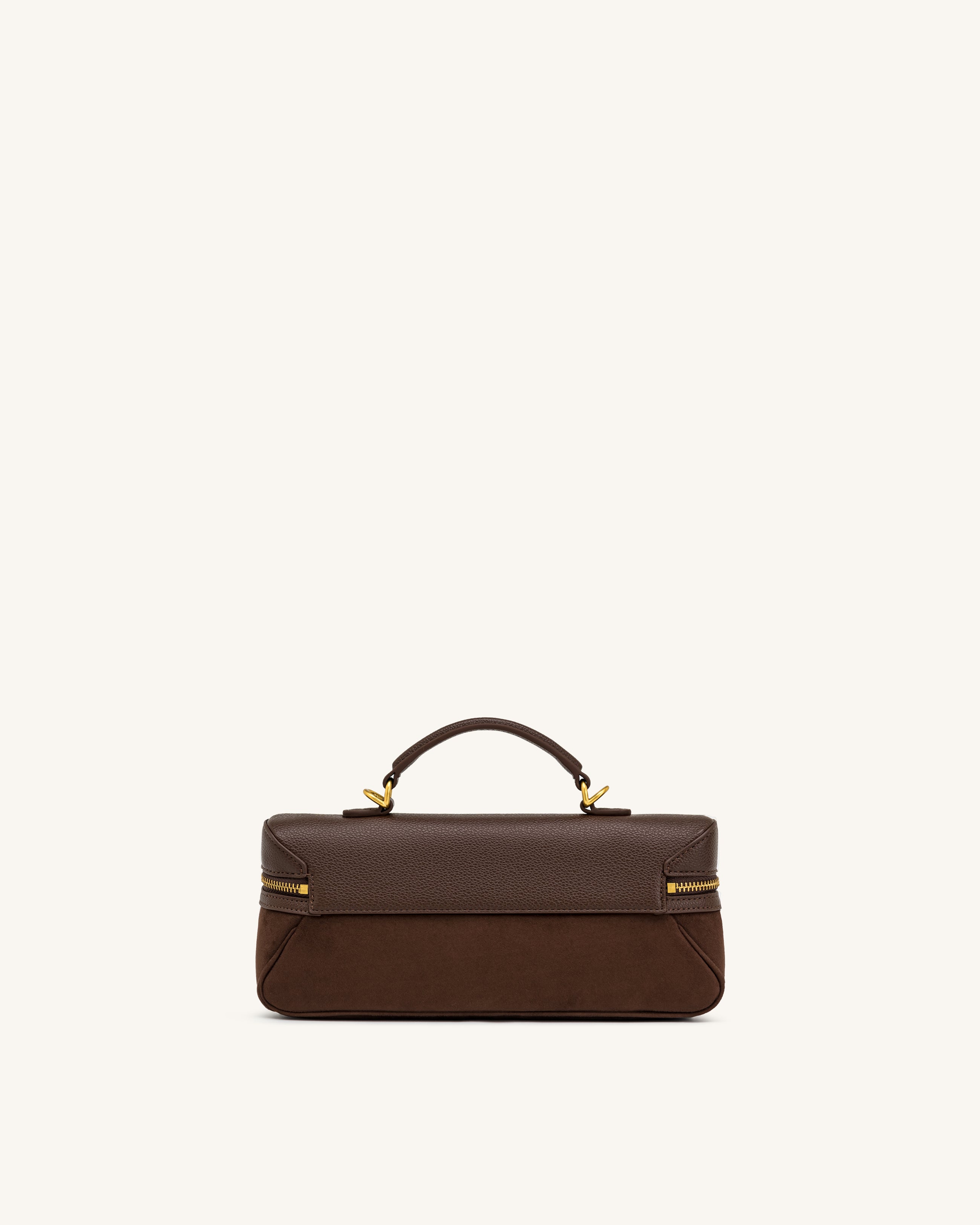 Cleo Faux Suede Vanity Bag - Dark Brown