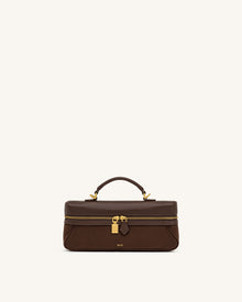 Cleo Faux Suede Vanity Bag - Dark Brown