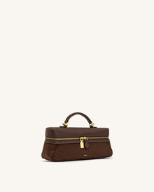 Cleo Faux Suede Vanity Bag - Dark Brown