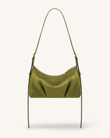 Loriette Faux Suede Crossbody Bag - Olive Green