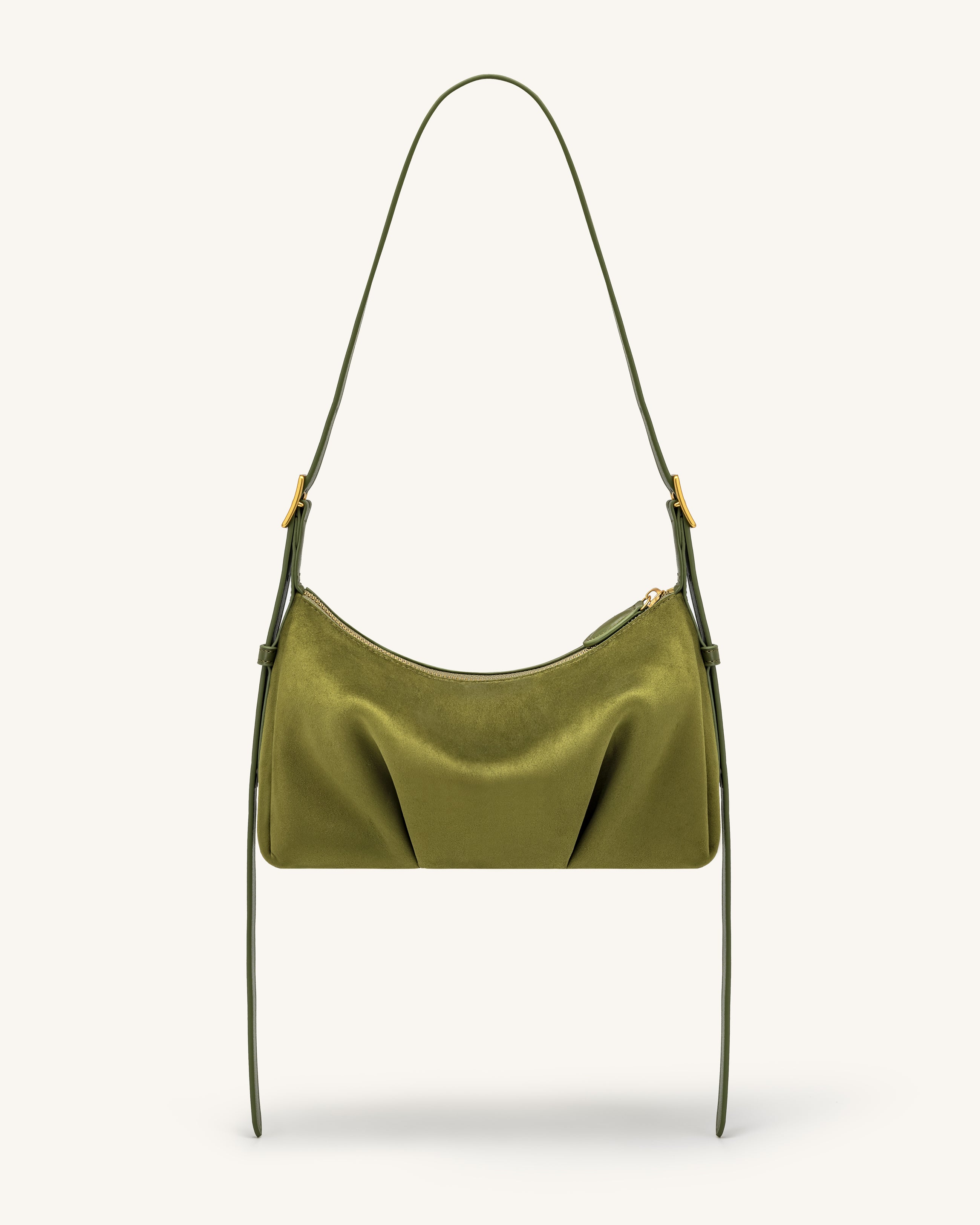 Loriette Faux Suede Crossbody Bag - Olive Green