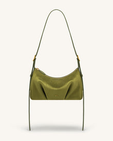Loriette Faux Suede Crossbody Bag - Olive Green